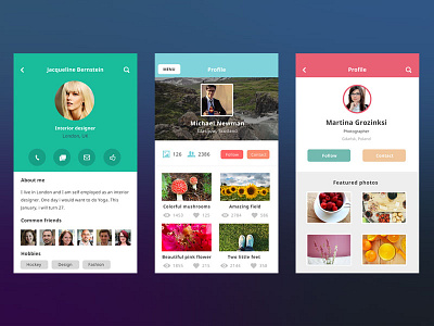 Profiles UI app design ios ui ui design user interface