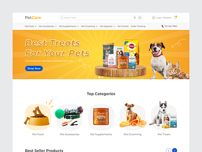 PetCare E-commerce Website ecommerce website landing page pet food website pet product website petshop web design website