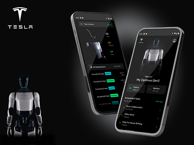 Optimus Gen 2 App UI- Tesla app design design typography ui ux