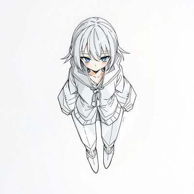 Anime Character Sketch – Top-Down Perspective animation