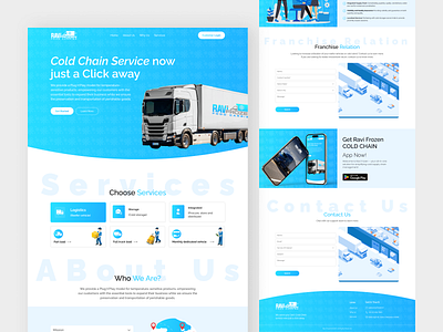 RaviFrozen - Website Design clean cold chain service website design landing page minimal transportation website ui web design website design