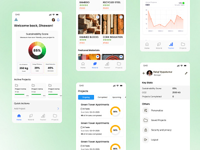 Sustainable Construction App UI design mobile app ui ui design uidesign uiux ux