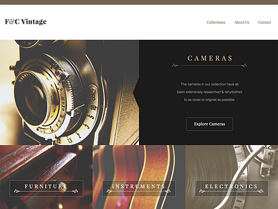 F&C Vintage antiques concept graphic design interface design vintage website