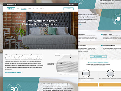 Mattress Website badge e commerce grey mattresses photoshoot teal ui web design website white