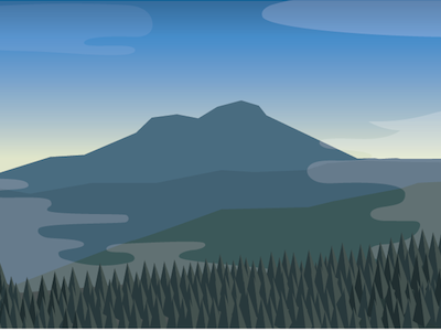 Vector Camels Hump, VT fog forest illustration mist mountain peak range vermont woods