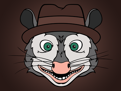 Billy Possum fedora headshot illustration nightmare inducing opossum possum