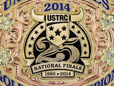 25th Anniversary Buckle 25 anniversary belt buckle buckle championship event finals gold logo national roping sport