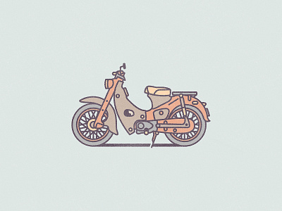 1950s Honda Supercub adobeillustrator design flat illustration minimal motorcycle stroke vector