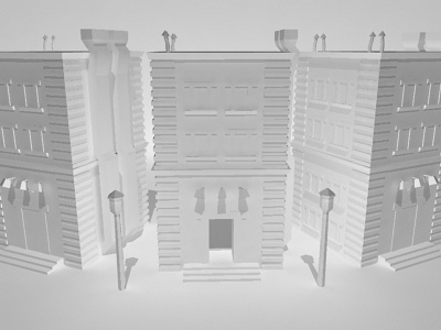 Apartment 3d low poly minimal white