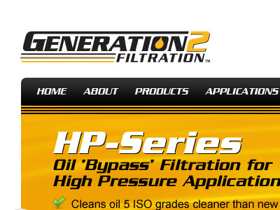 Generation2 Filtration Website Header banner carousel design development header logo website