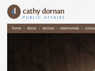 Cathy Dornan Public Affairs Website Navigation banner design development header logo navigation website