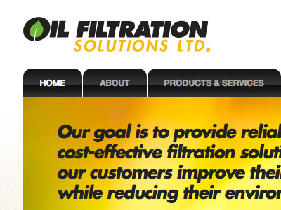 Oil Filtration Solutions Website Header banner design development header navigation website