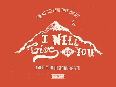 Genesis 13:15 badge custom type hand drawn moon mountain script scripture type typography verse vintage