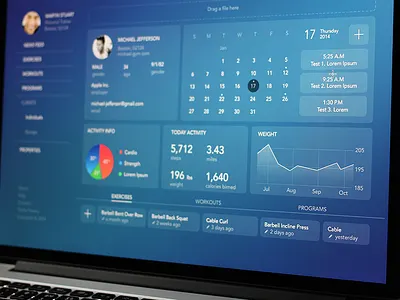 Admin Panel with activity info activity info admin panel calendar cards cms flat google infographic ios 8 iphone 6 plus material design
