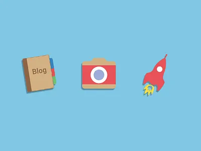 Flat Icons blog book camera design dorn flat icon journey julian rocket sketch