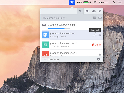 Dropbox Yosemite Mac Notification Concept Design clean design dropbox flat flatui ui ux yosemite