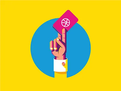 1 Dribbble Invitation color dribbble hand illustration invite player card