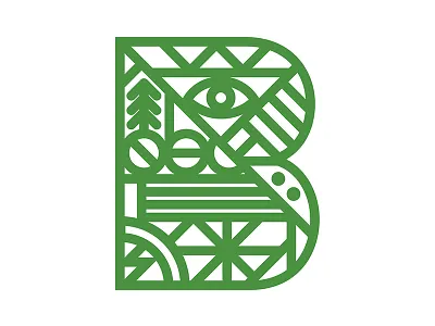Personal Logo b crazy eye geometric green logo mark monoline north tree