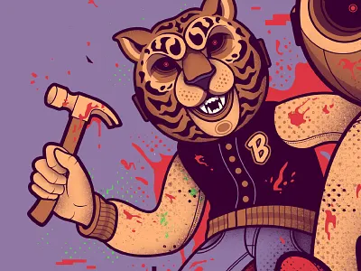 "Do you like hurting other people?" animal mask blood gore poster screen print secret panel