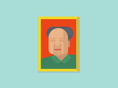 Give me some Mao caricature china flat geometric illustration mao minimal propaganda simple vector