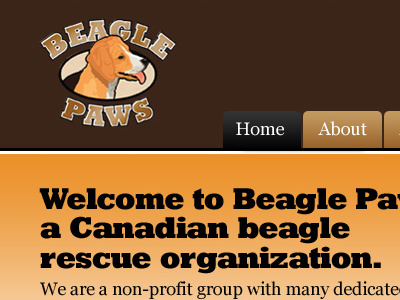 Beagle Paws Website Header banner design development header logo navigation website