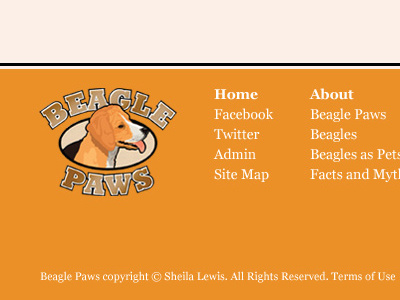 Beagle Paws Website Footer design development footer logo website