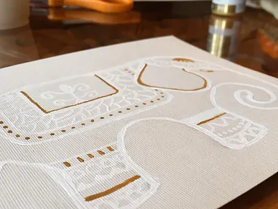 Indian Pattern Elephant drawing painting