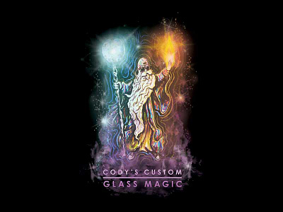 Cody's Custom Glass Magic apparel art design epic glass illustration logo magic merchandise space stars wizard