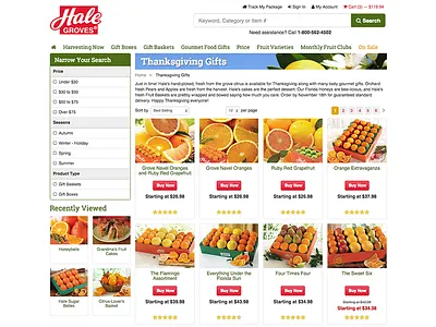 HaleGroves.com Category Page e commerce