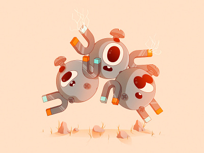 Magneton | #82 82 gaming illustration magneton monster nintendo pocket pokemon