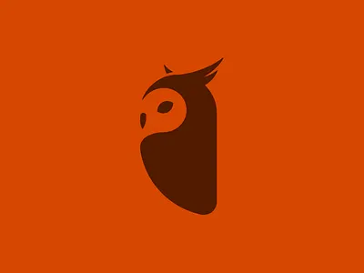 Educational Owl brown learning logo mark negative orange owl school space