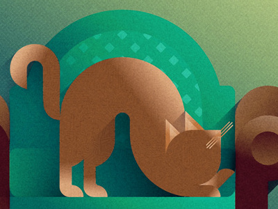 Green sofa cat cat illustration portrait prints sofa