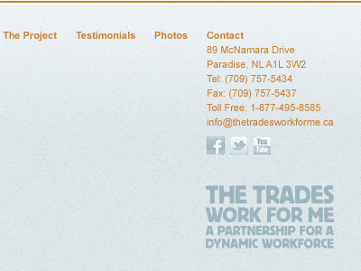 The Trades Work For Me Website Footer design development facebook footer icons logo social twitter website youtube