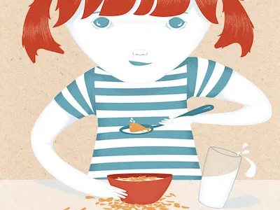 Cornflake Girl breakfast character design commission design drawing fun graphic illustration kellogs kids photoshop