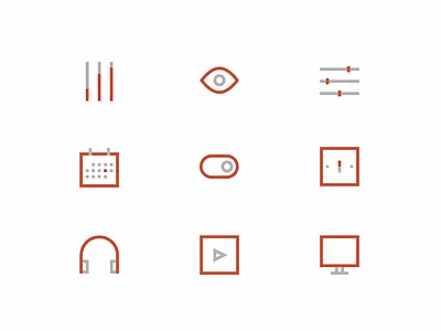 60 BiColored Icons Collection cms collection colors dashboard free grey icons outline player red set settings