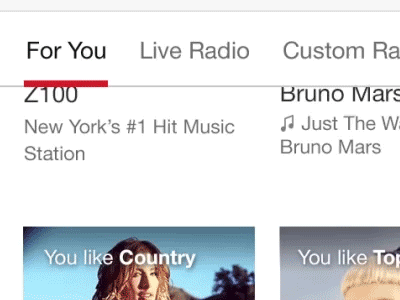 Sneak peak: Navigation prototype. framer iheartradio prototype web design