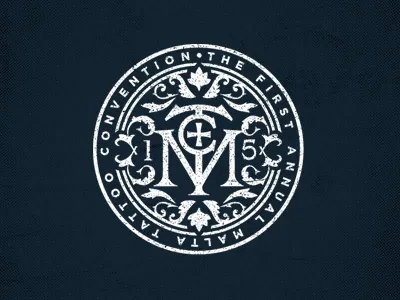 MTC Convention Stamp badge circle floral monogram ornate seal stamp