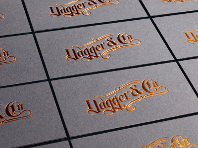 Dagger & Co. Tattoo Shop badge branding collateral copper foil identity letterpress poster snake tattoo