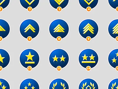Rank Badges badges blue military sketch vector
