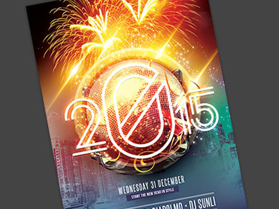 New Years Party Flyer celebration envatomarket firework flyer graphicriver lights new year new years nye party flyer poster psd