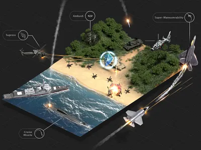 Battle Scene beach explosion fighting military plane ship strategy