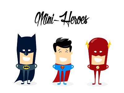 Mini Heroes - Character design batman character chibi flash heroes illustration superman vector