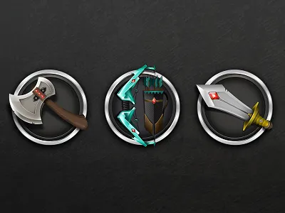 Knight icons set axe bow crystal game icons ios ipad iphone knight set sword weapon