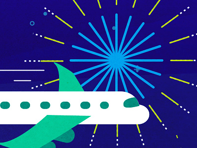 Stopover airplane fireworks illustration poster typography vector