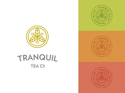 Tranquil balance berry geometry leaf logo monoline seal tea