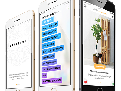 Giftstar app christmas clean flat gifts ios iphone plus ui uk