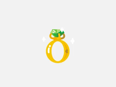 Ring emerald flat gold illustration jewelry ring simple stolz