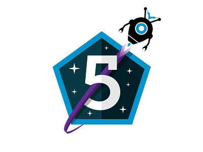 Rocketman 5 badge logo rocket space