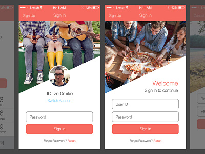 Sign In Screens app application design interface ios iphone join login ui user ux