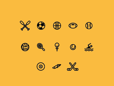 Sporty baseball basketball football golf icons racket soccer sports swimming tee tennis volleyball